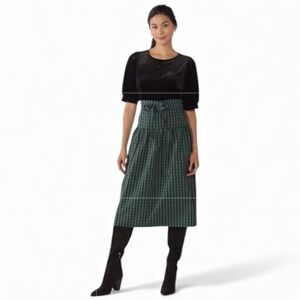 Draper James RSVP Black Holiday Velvet Puff Sleeve Top in Size M